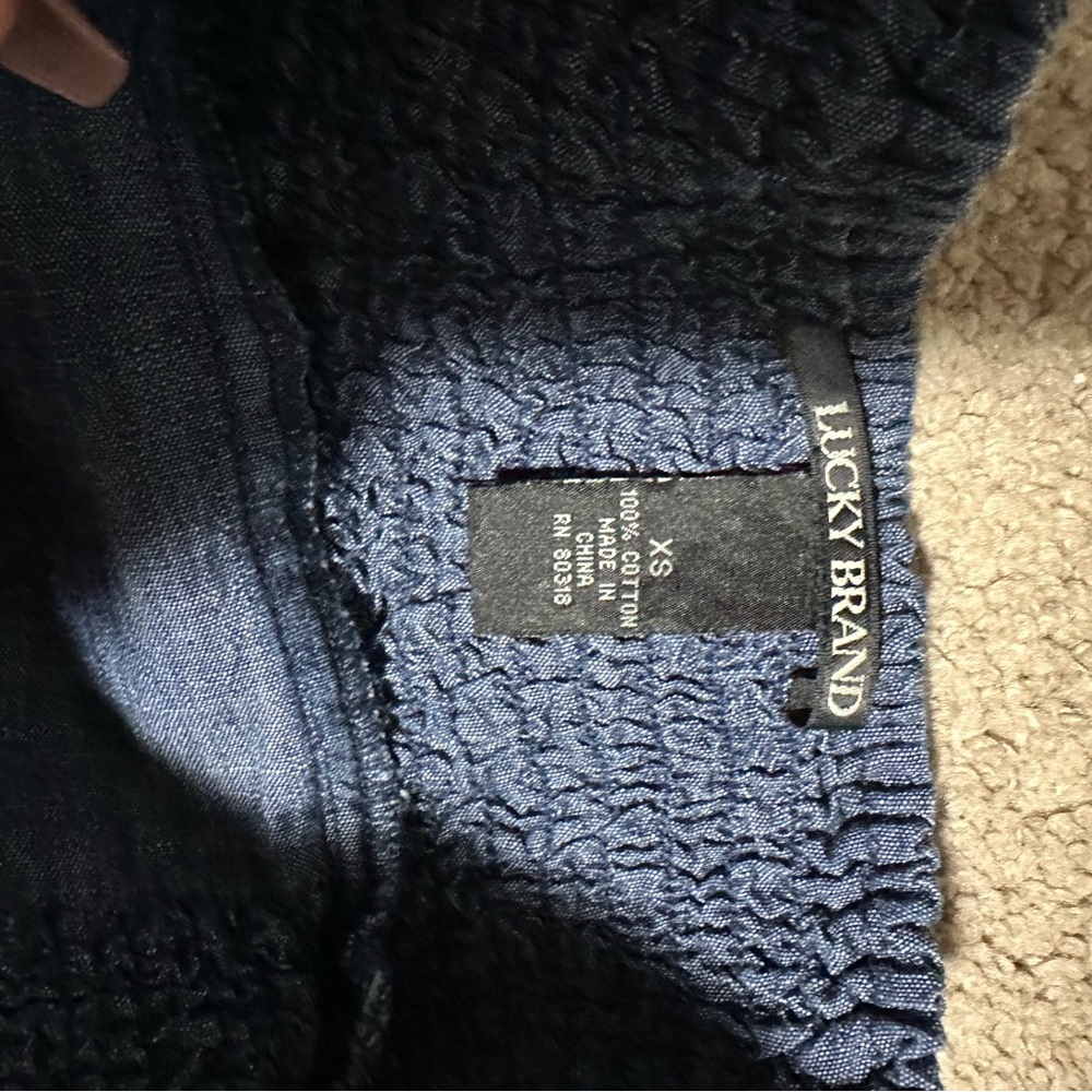 🍀 Lucky Brand Blue Smocked Bubble Mini Skirt - Picture 4 of 5